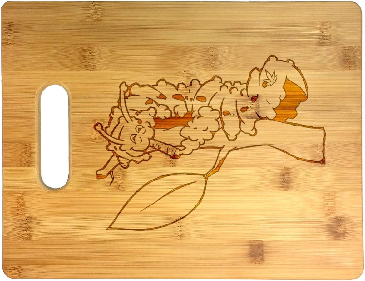 Pot Smoking Pals Bamboo Cutting Board 11" x 8.5" x 3/8" Weed Pot Leaf - Wedding, Housewarming, Anniversary, Birthday (Unicorn)