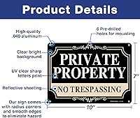 Vista 2 de Paquete de 2 letreros de metal de aluminio libre de óxido de 10 x 7 pulgadas, reflectante, resistente a la decoloración, protección UV, resistente a