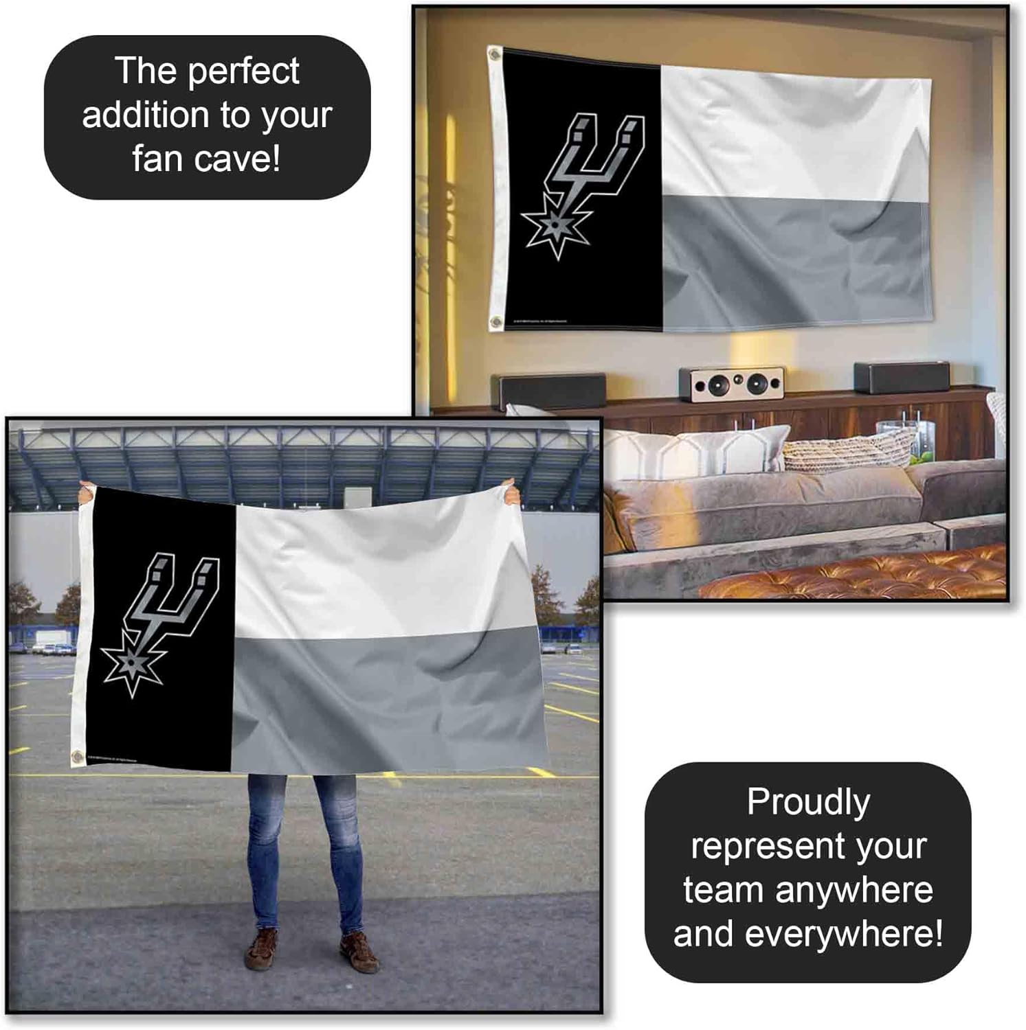 San Antonio Spurs State of Texas Outdoor Large Grommet Flag