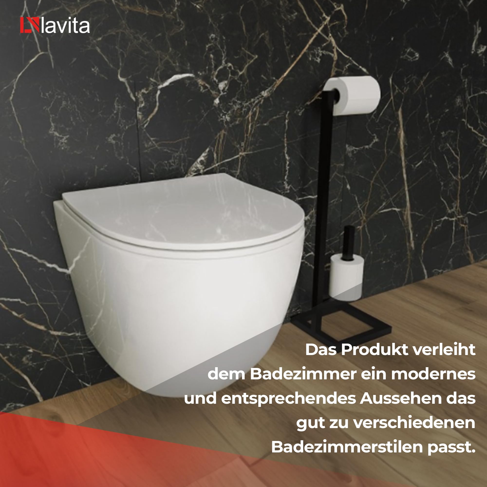 LAVITA PANAY Toilettenpapierhalter Stehend | Mattschwarz | Klopapierhalter Freistehend |WC Rollenhalter | Toilettenpapier aufbewahrung | Stabiler Klorollenhalter |Toilettenpapierständer |200x200x700mm