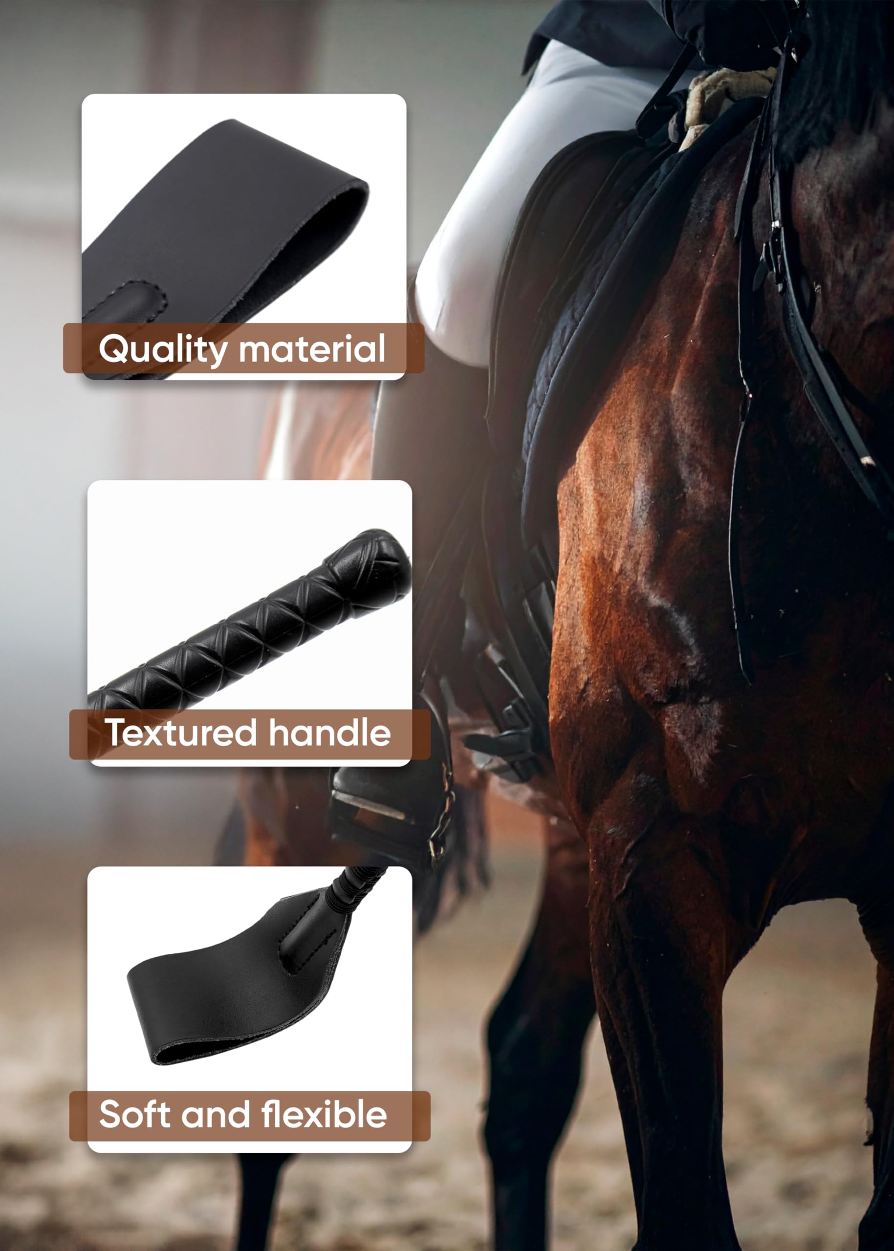 Ridin g Gerte für Pferde, 45,7 cm, Kunstlederpeitsche, 83,8 cm, Pferdegerte für Training, Reitset