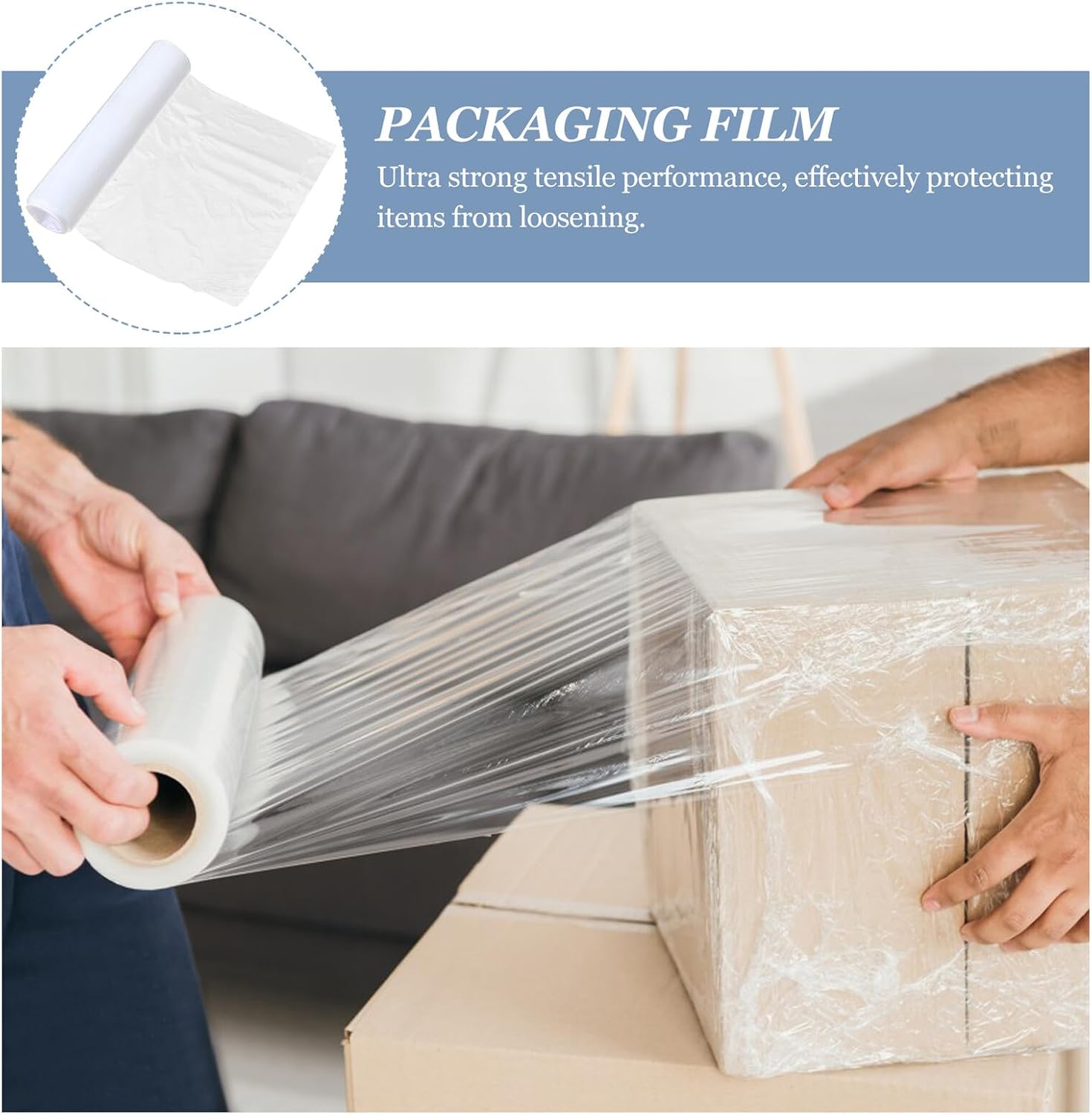 Plastic Stretch Film Roll 45cm Wide Cling Plastic Wrap Heat Shrink Wrap Roll for Moving Packaging and Shipping Protection