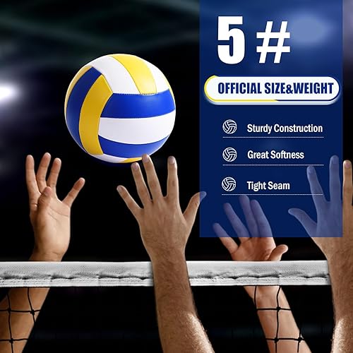 Miniatura 4 de AWIZOM Paquete de 6 pelotas de voleibol de tamaño oficial 5 de piel sintética, suave, recreativas, para interiores y exteriores, con bomba, bolsa de