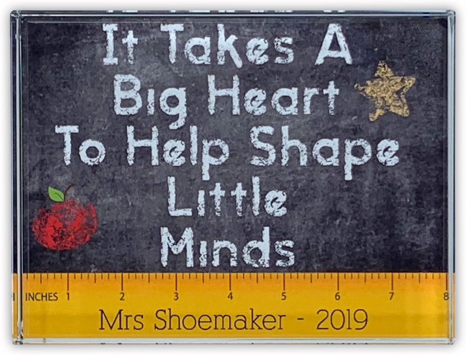 Infusion Personalized Teacher Appreciation Crystal Paperweight with Gift Box (Big Heart)