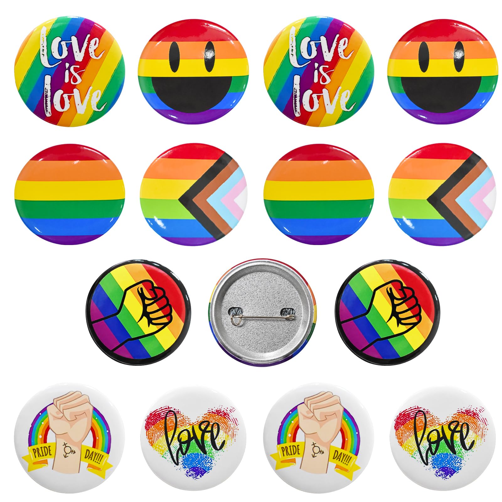BDS-HOME 14pcs Rainbow Pride Pins LGBTQ Round Brooch Badges Enamel Designs Gay Pride Month Accessories Party Parades Clothes Backpacks, Jackets, Hats