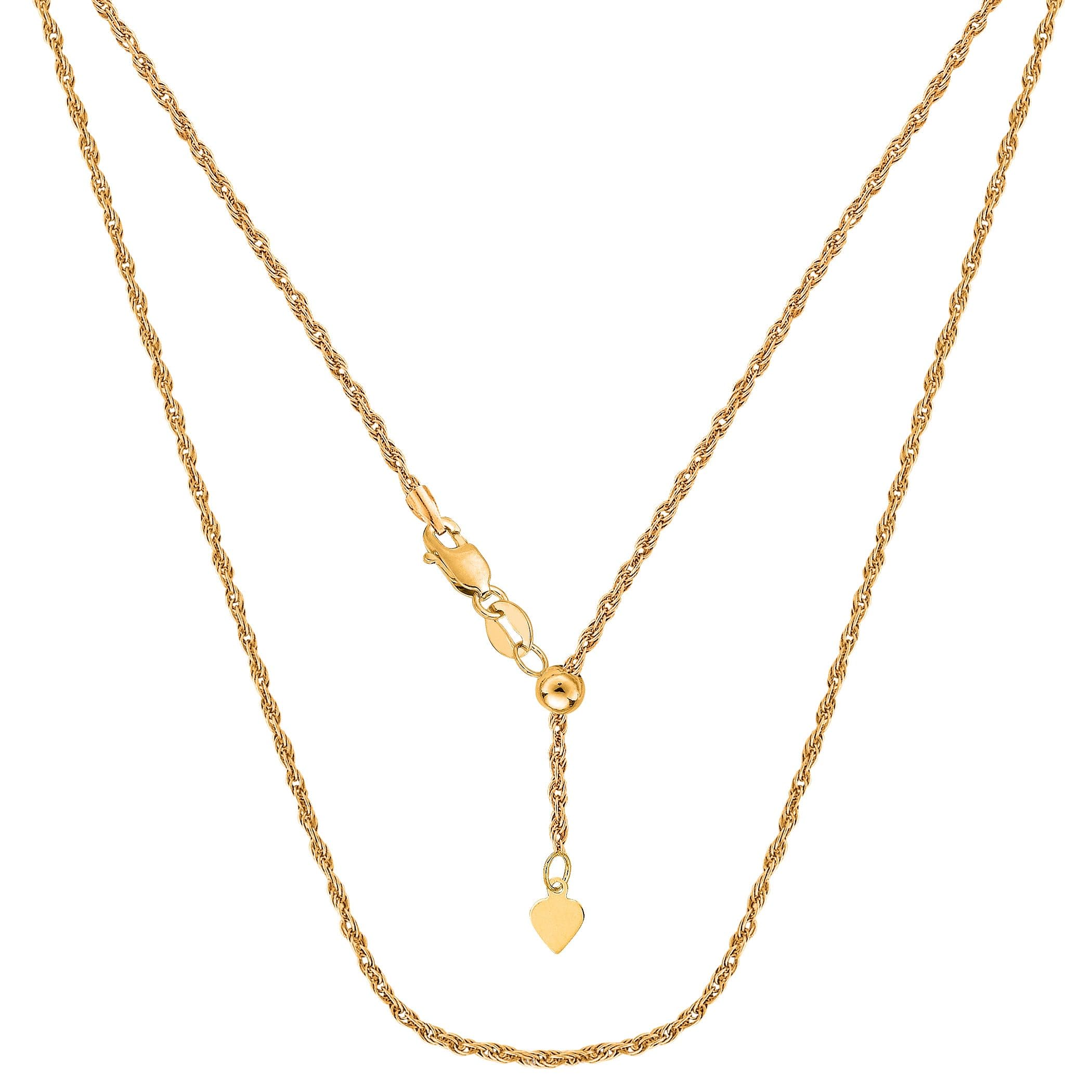 Argento sterling placcato tono giallo 55,9 cm scorrevole regolabile corda catena collana, 1.5 mm
