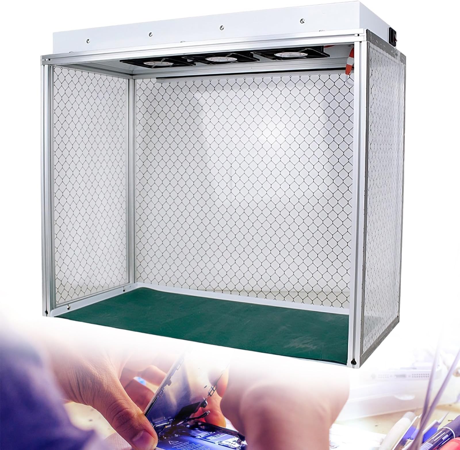 Vertical Laminar Dust Fr-ee Worktable, Air Flow Clean Bench, 24.4x12.2in Working Area, With 3 Fans and Hepa-Filter, For Phone Repair/Workshop/Laboratory/Dust Fr-ee Work