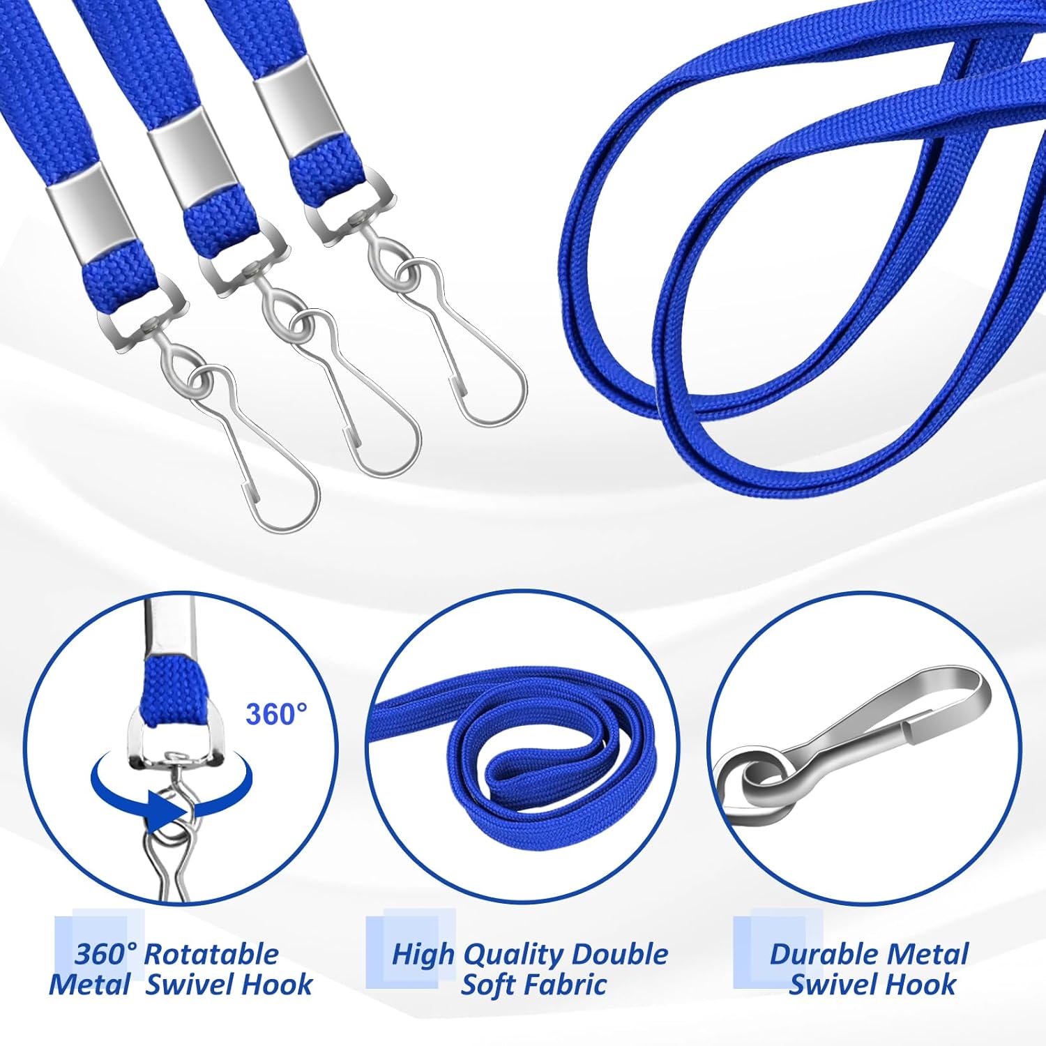 25Pcs Clear Plastic Horizontal Name Tags Badge ID Card Holders and 25Pcs Flat Neck Lanyards, Blue - Image 4