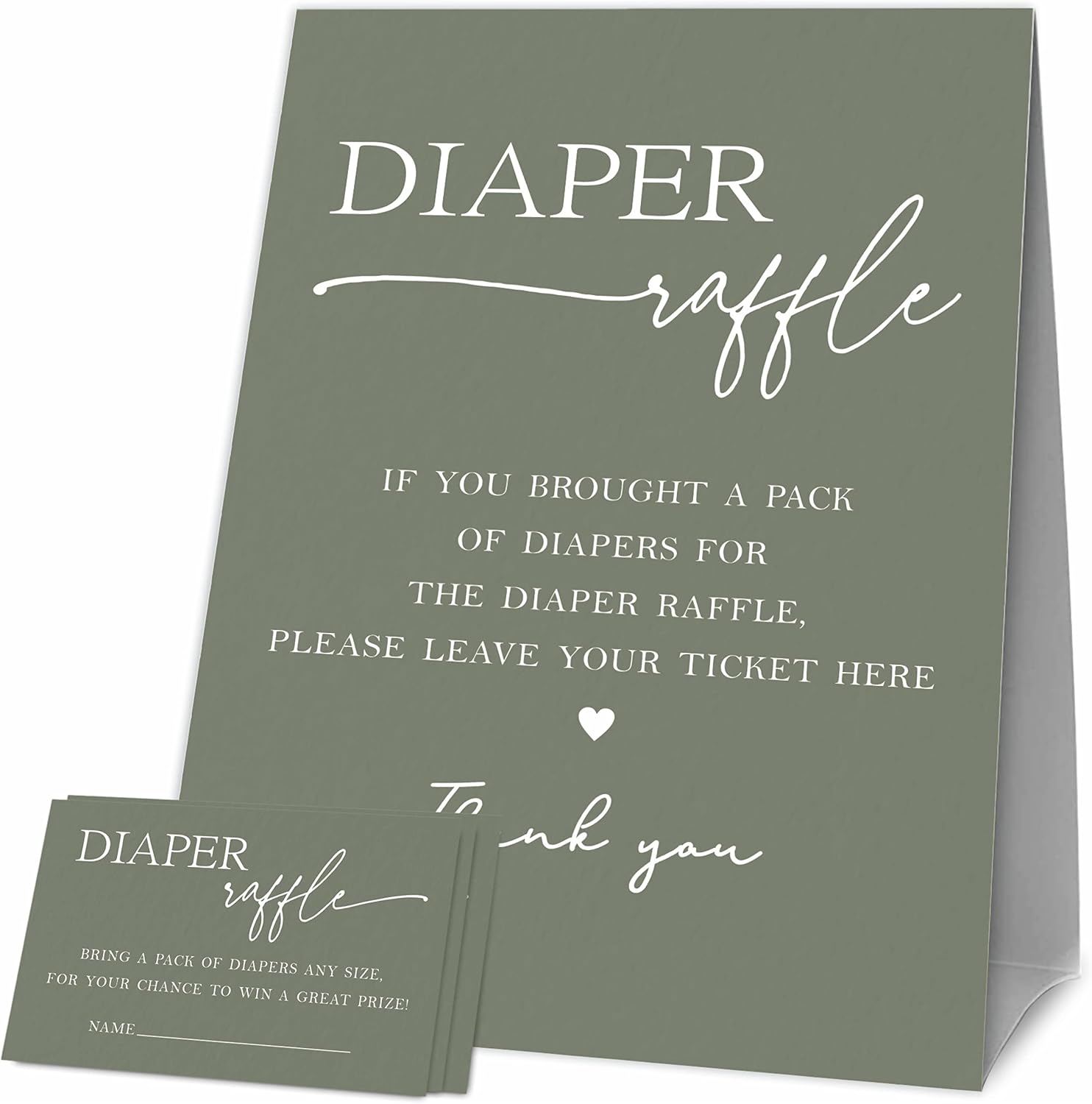 Baby Shower Games, 1 Diaper Raffle Standing Sign with 50 Diaper Raffle Tickets,Blue Theme Babyshower Party Decorations and Supplies For Boys or Girls(LBLK-C02)