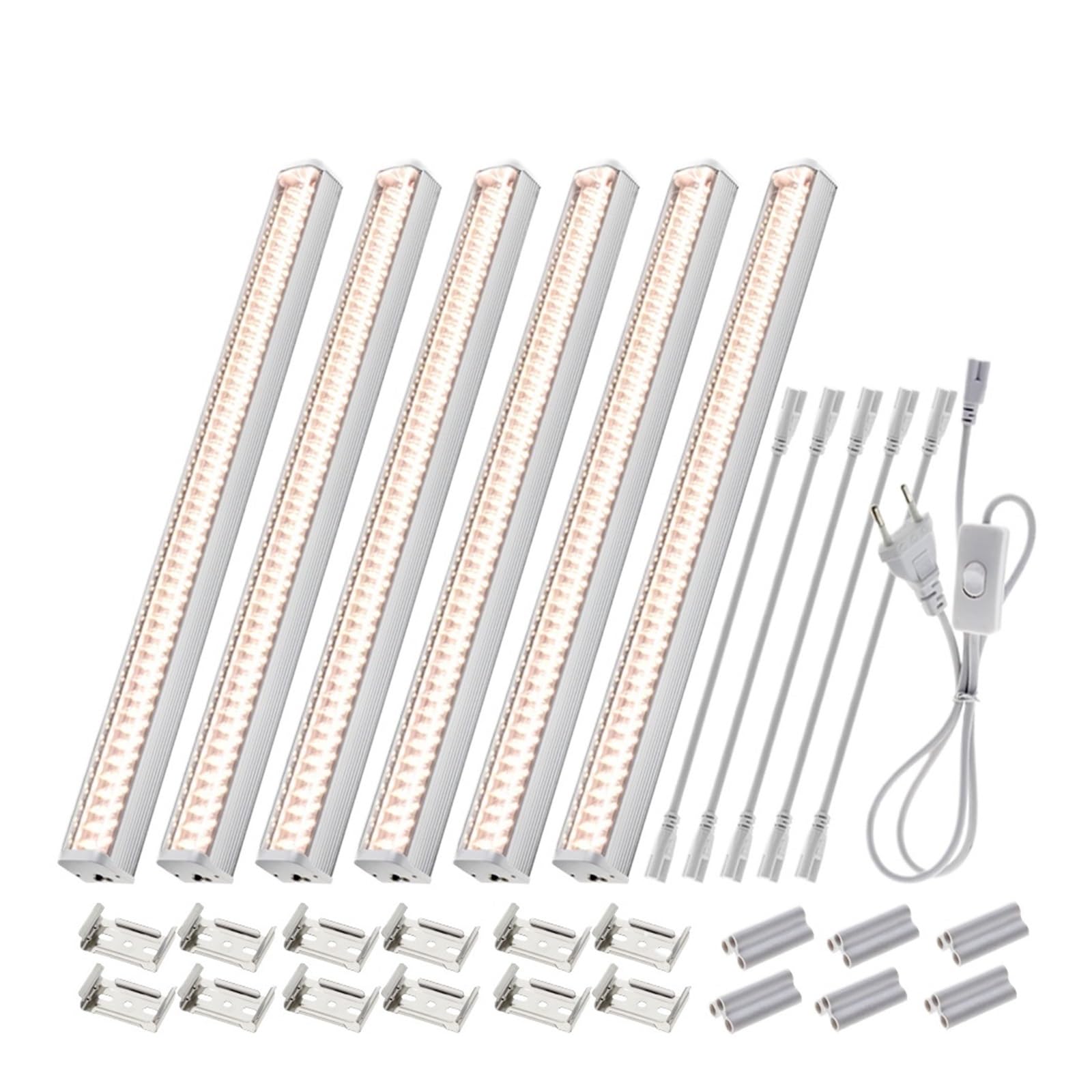 Luz de cultivo LED, Luz de cultivo 100V-265V Barra de luz LED de espectro completo for plantas lámpara Phyto de 53cm con cable de conexión Sunshine 4000K 380-780nm Para plantas de interior y exterior.