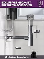 M. ROSENFELD HOME rozsdamentes szifoncsatorna 60-140 mm magasság, 330 mm cső, 1 1/4" fürdőszobai mosdóhoz 2