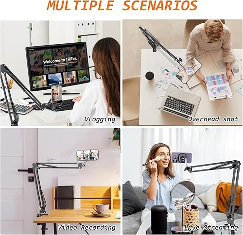 Miniatura 6 de VRIG - Soporte magnético para teléfono celular para grabación de video, soporte ajustable para teléfono celular de escritorio o cama, para iPhone