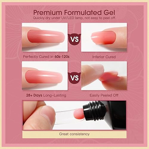 Miniatura 9 de ROSALIND Nude Pink - Gel de uñas de polietileno, extensión de 2 onzas, color rosa y rosa neutro, construcción rápida, gel acrílico en tubos para