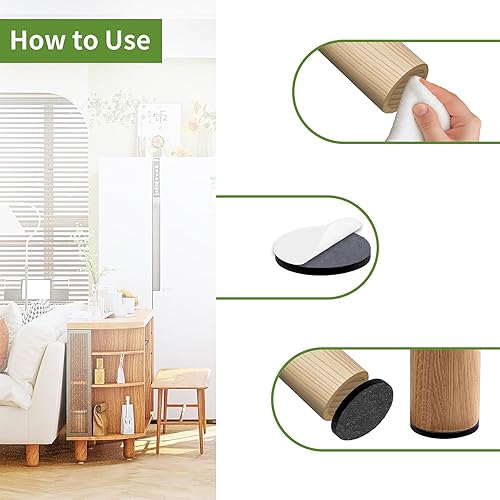 Vista 93 de Almohadillas de fieltro para muebles de madera dura, 68 unidades, almohadillas de muebles, protectores de suelo para pisos de madera dura