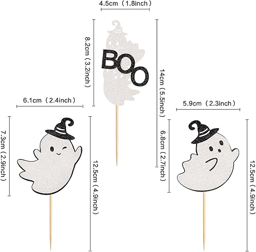 Miniatura 6 de 24 piezas Boo Halloween Cupcake Toppers Ghost Little Boo Cupcake Picks Baby Shower Halloween Boy Girl First Birthday Party Decoraciones Suministros