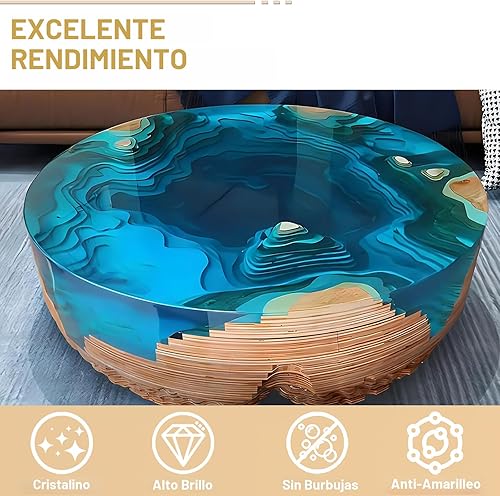 Miniatura 4 de Puduo Kit de resina epoxi de 72 onzas, resina epoxi transparente recién formulada, fuerte, sin burbujas, resina artística antiamarilleamiento que