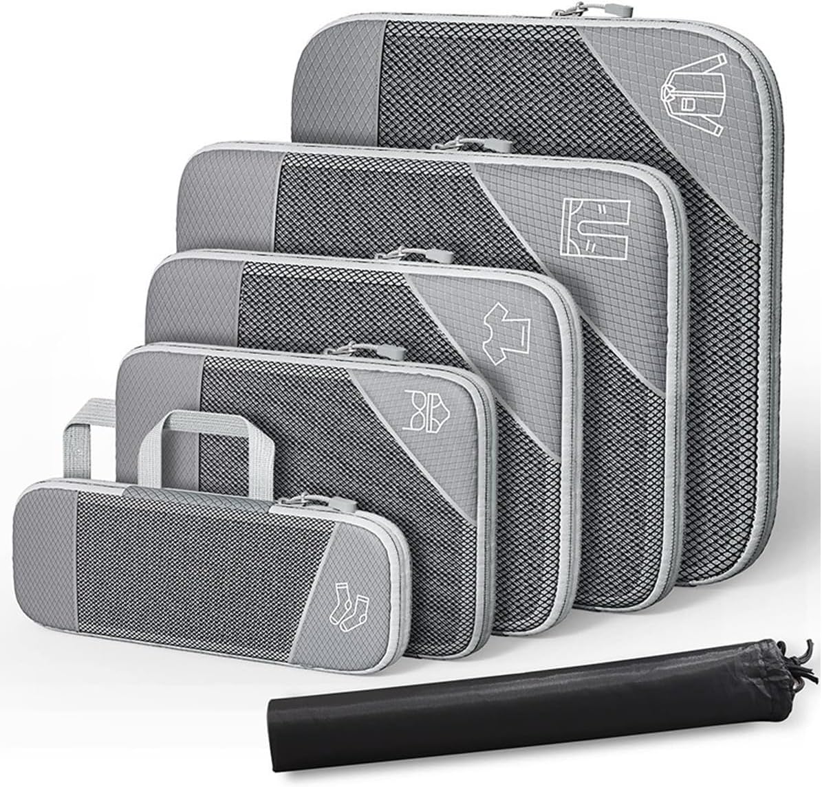 圧縮パッキングキューブ、トラベルパッキングオーガナイザー、トラベルキューブ6個セット、旅行荷物オーガナイザー、スーツケース用圧縮バッ