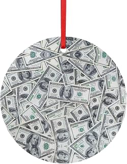 Funny Dollar Money Christmas Ornaments for Xmas Tree Decorations with Red Ribbon for Party Decoration Hanging