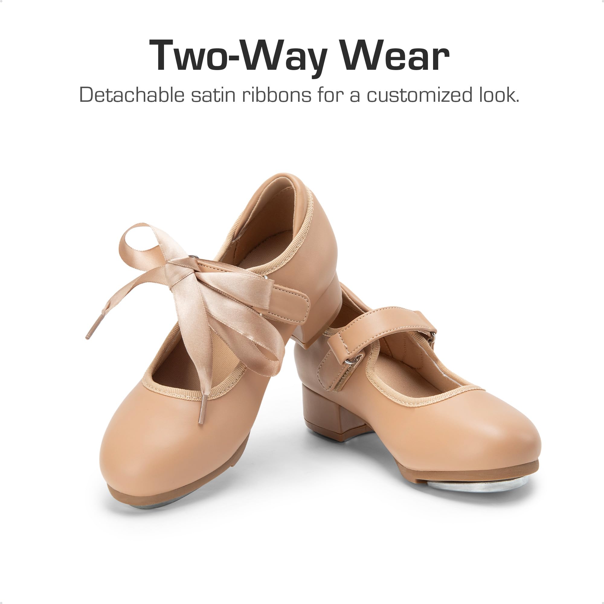DREAM PAIRS Kids Tap Shoes for Girls Dance Shoes Boys Easy Strap Tap Mary Jane Flats PU Leather for Toddler/Little Kid/Big Kid,Size 4 Big Kid,Tan