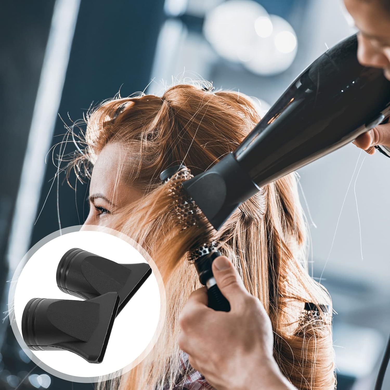 2Pcs Black Blow Dryer Attachment Not Universal Professional Hair Dryer Attachment Dryer Nozzle Replacement Narrow Concentrator Blow Flat for Diameter 4.3cm to 4.5cm Diffusers Hair Dryers Accessories