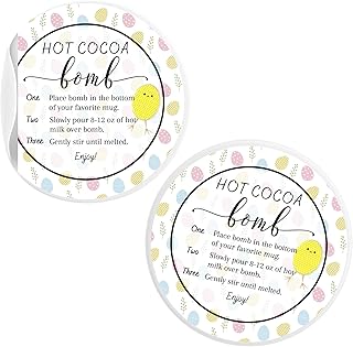 Lashicorn Hot Cocoa Bomb Instruction Sticker Tags | 30 Pack | Hot Cocoa Bomb Supplies | Easter | Easter Egg with Chick Design