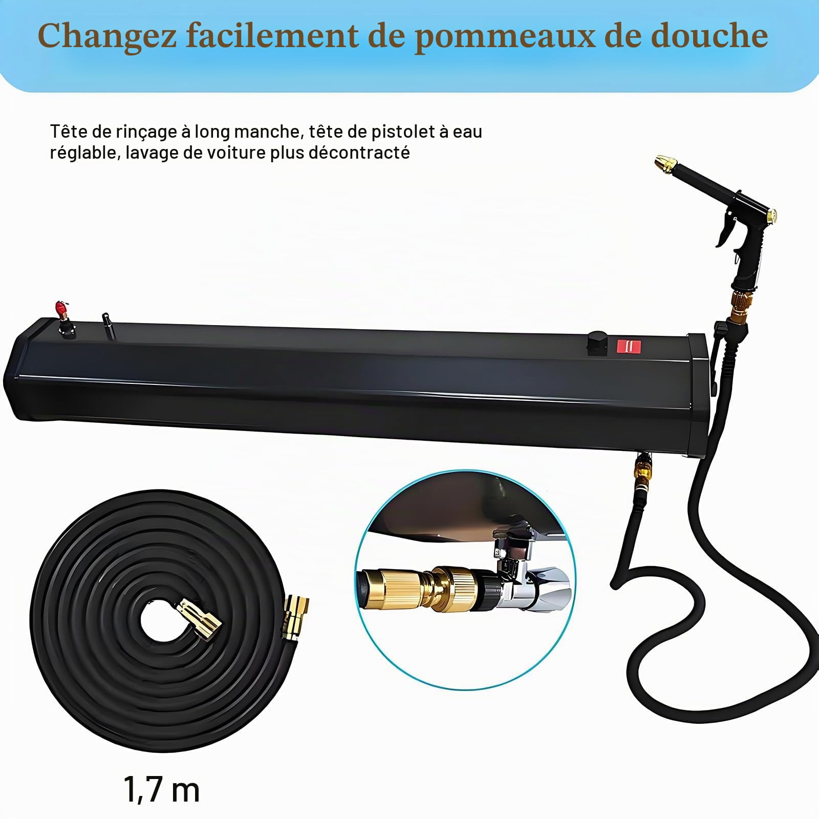 Pressurisé Portable de Douche Camping 18L/20L30L, Réservoir d'eau Pressurisé Chauffé par Le Soleil,Montage sur Galerie De Toit,pour Lavage Auto, Randonnée & Expéditions Hors-Piste 20L