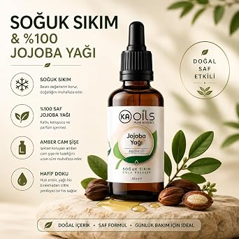 KAOils Jojoba Oil 30 ml - Natural and Pure Cold Press | Simmondsia Chinensis Oil | Aromatherapy Massage Oil Ideal for Skin and Hair Care