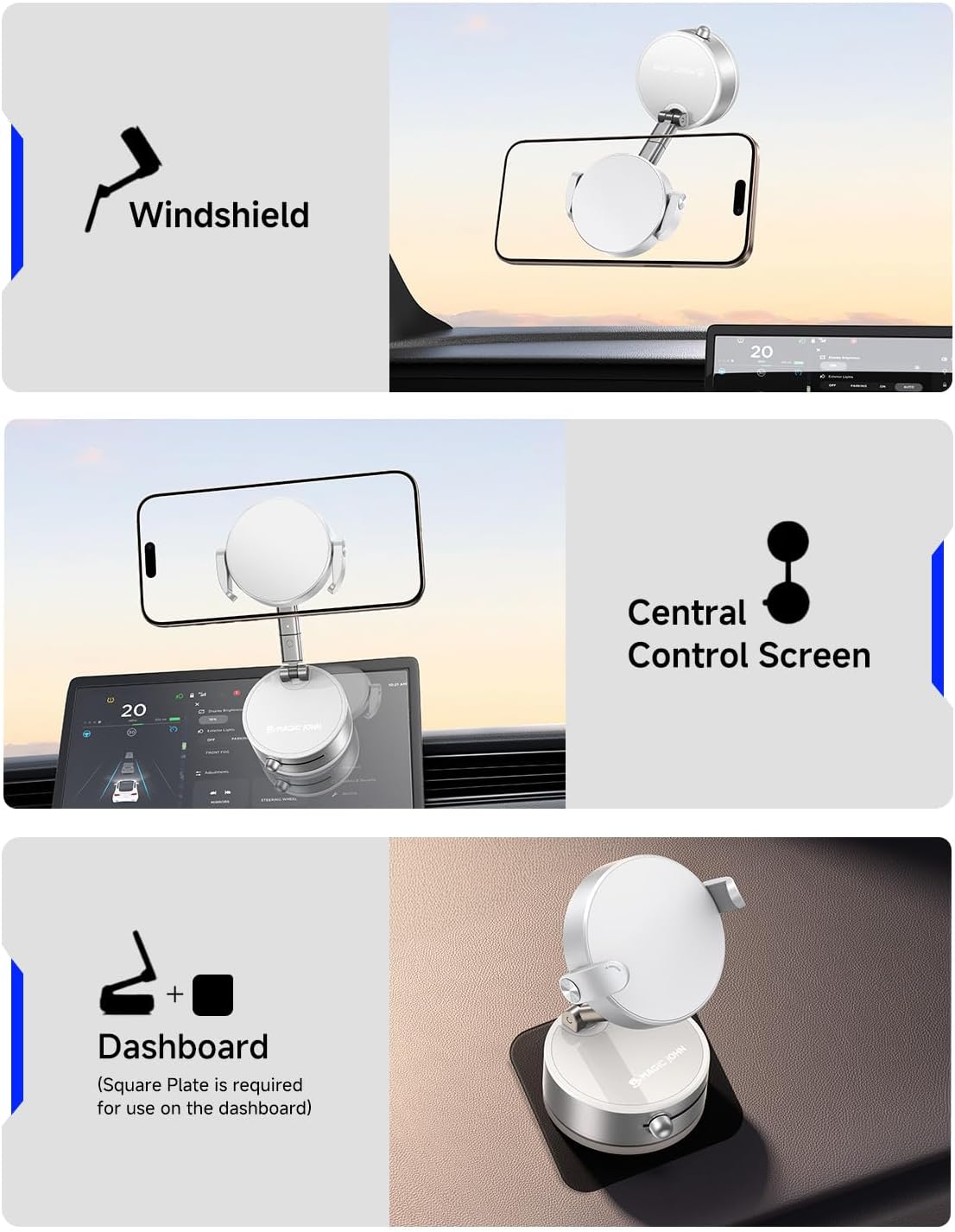 MAGIC JOHN Upgrade Ultra Magnetic Phone Holders for Your Car, Foldable Car Phone Holder Mount for Dashboard, 360° Rotatable Magnetic Phone Holder for Car, Magnetic Car Mount for iPhone All Cell Phones - Image 7