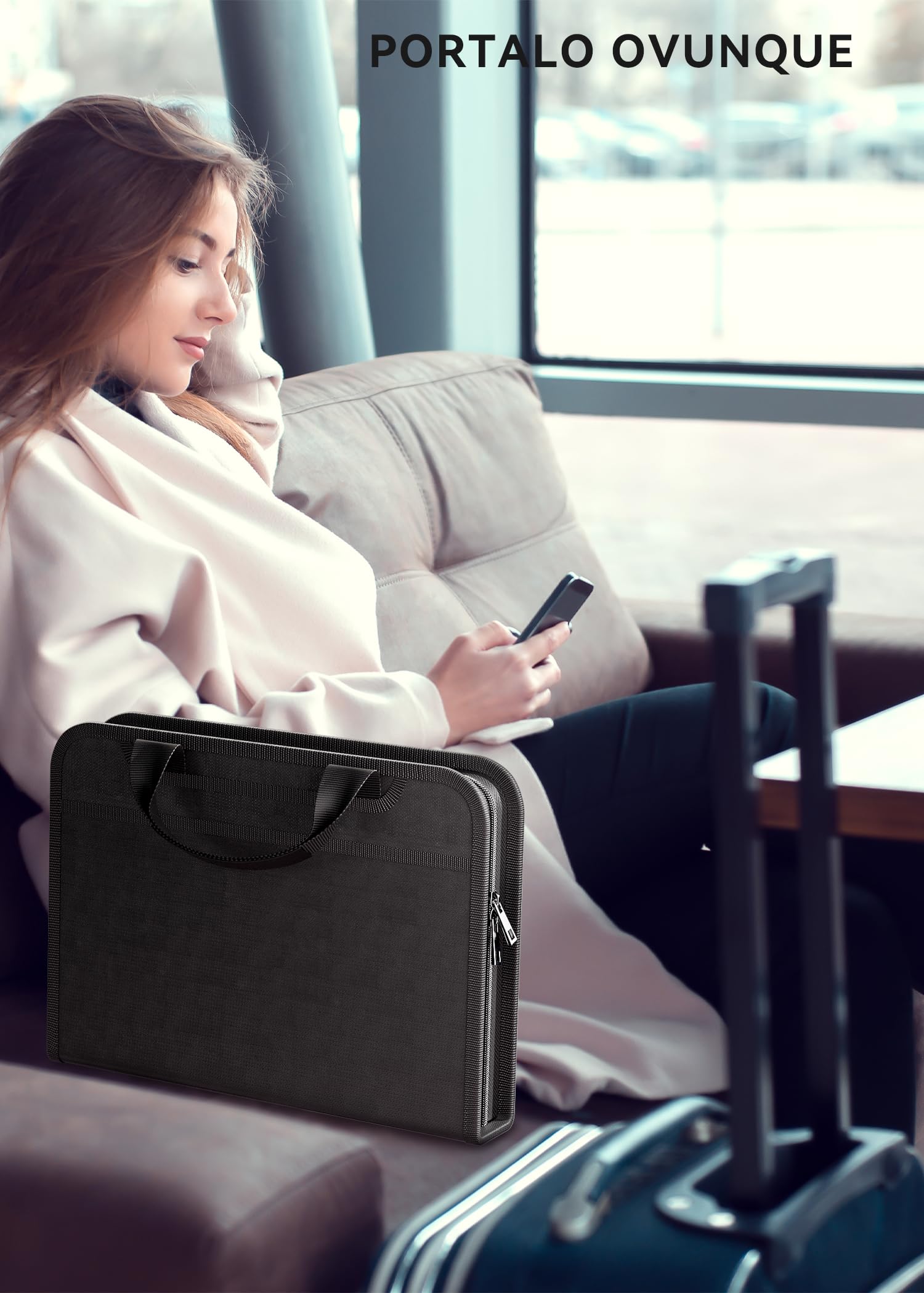 ABC life Cartella Portadocumenti A4 di Documenti Importanti, Cartella Espandibile Ignifuga a 13 Tasche con Manico, Organizzatore da Viaggio a Fisarmonica, Porta Documenti per Certificati e Ricevute