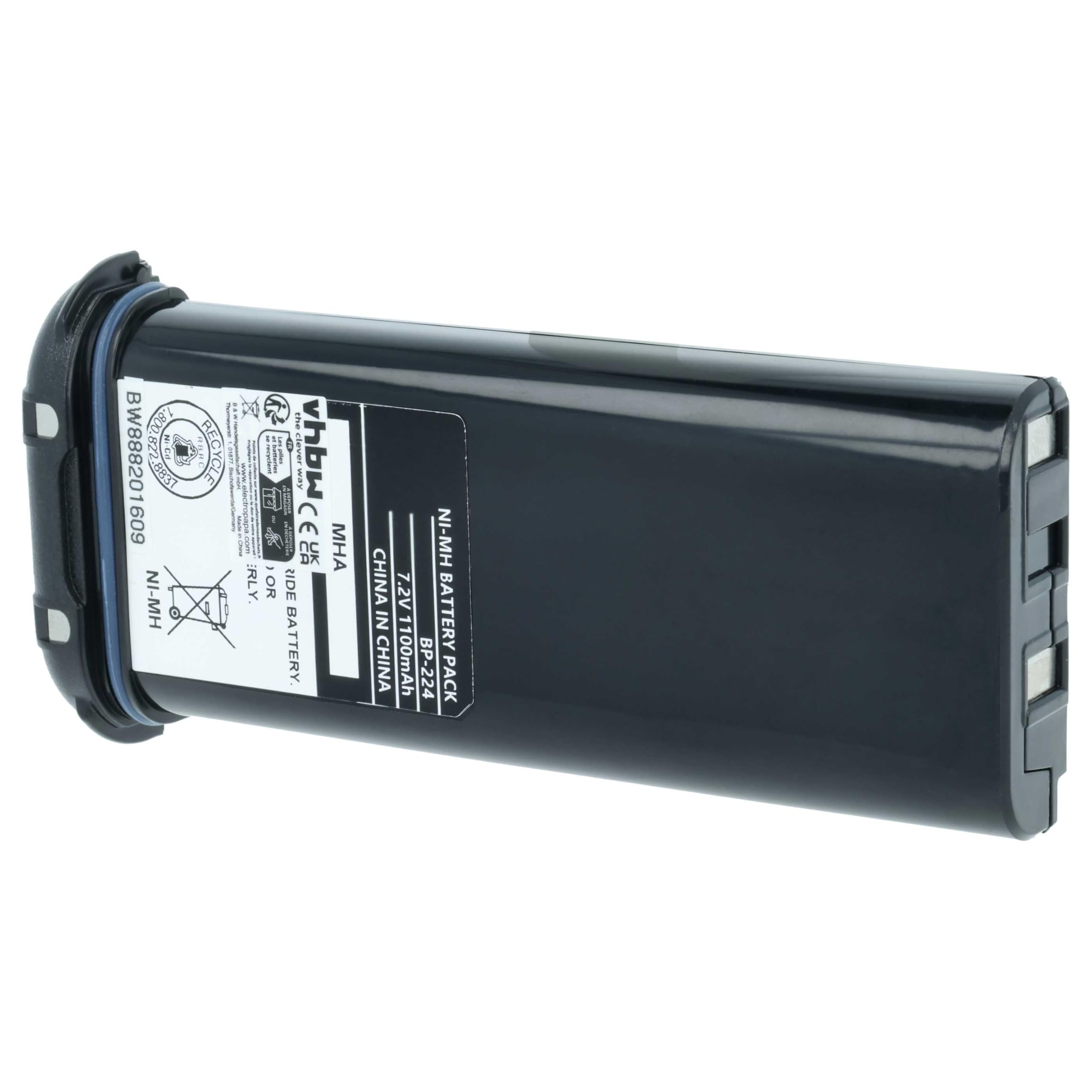 vhbw Akumulator zastępczy do Icom BP-224, BP-224H do radiotelefonu, Walkie Talkie (1100 mAh 7,2 V NiMH)