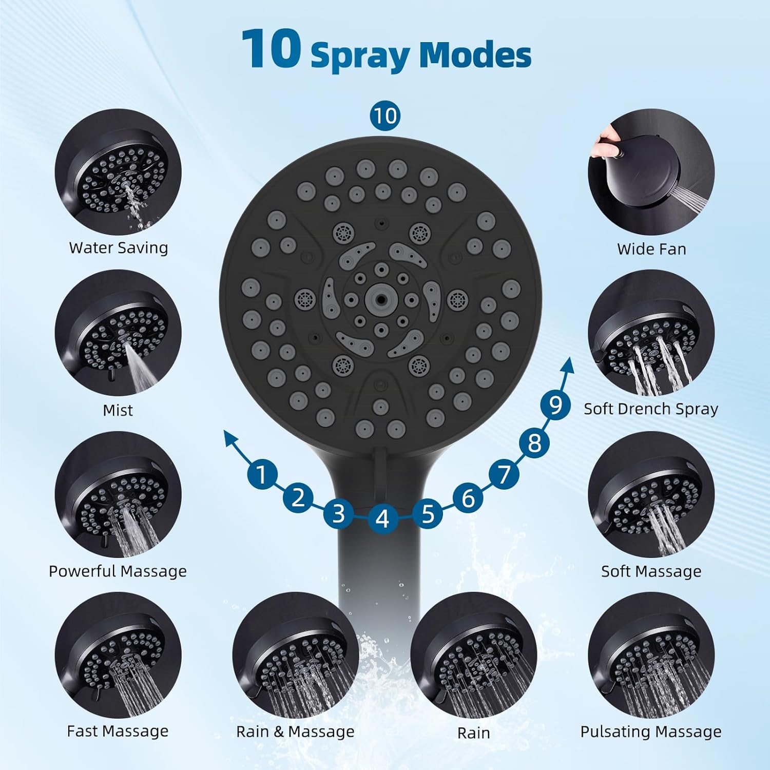 Hibbent Shower Head with Solid Brass Shower Head Holder,10 Inch High Pressure Rainfall Shower Head,Handheld Showerhead Combo with Extension Arm,71'' Hose, Oil Rubbed Bronze