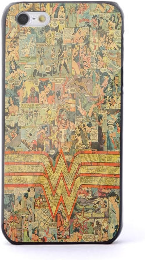 Wonder Woman Logo Superhero Cartoon Collage Art for iPhone and Samsung Galaxy (iPhone 5/5s Black)