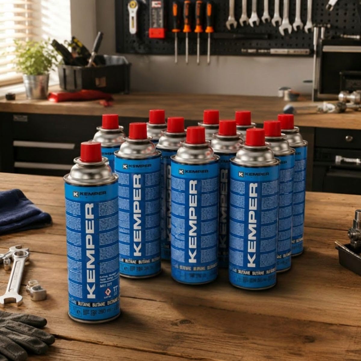 KEMPER - Pack de 12 Bouteilles de gaz Cartouche gaz 220g butane UN2037 Bonbonne pour appareils à gaz