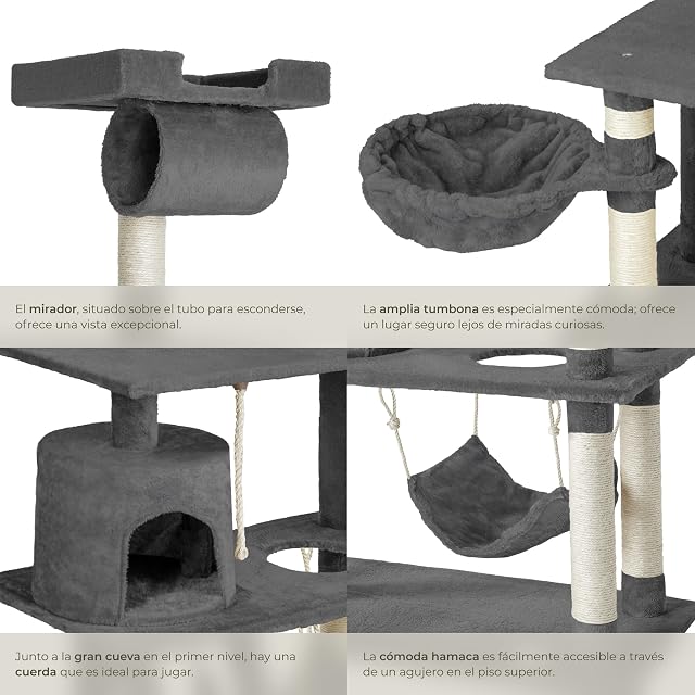 Foto 4 de 8 de Torre para gatos y centro de actividades TecTake de 141 cm