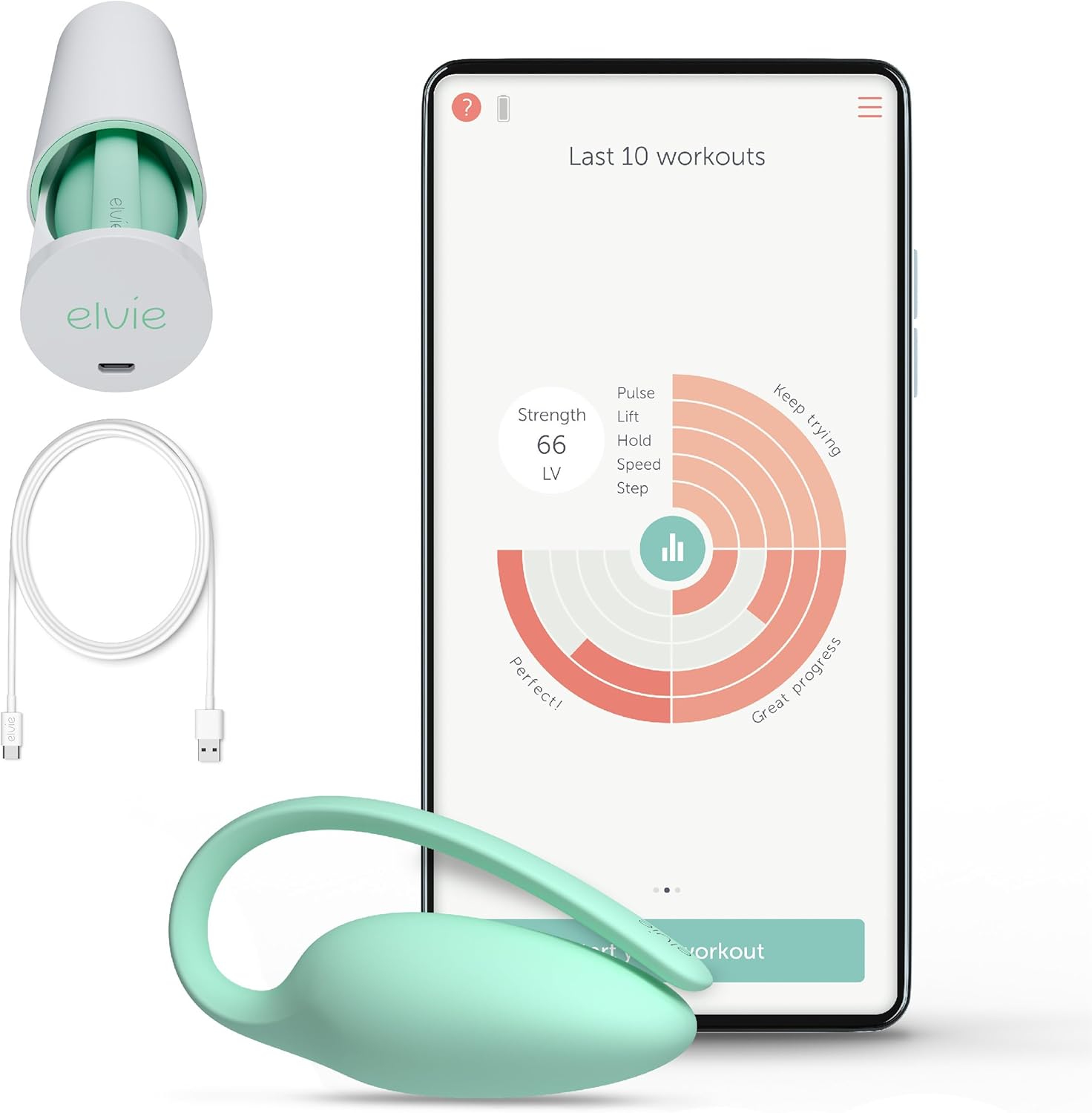 Product image of Elvie - App Controlled Women's Pelvic Floor Trainer, Smart Kegel Exerciser - Body Safe Muscle Strengthener Equipment