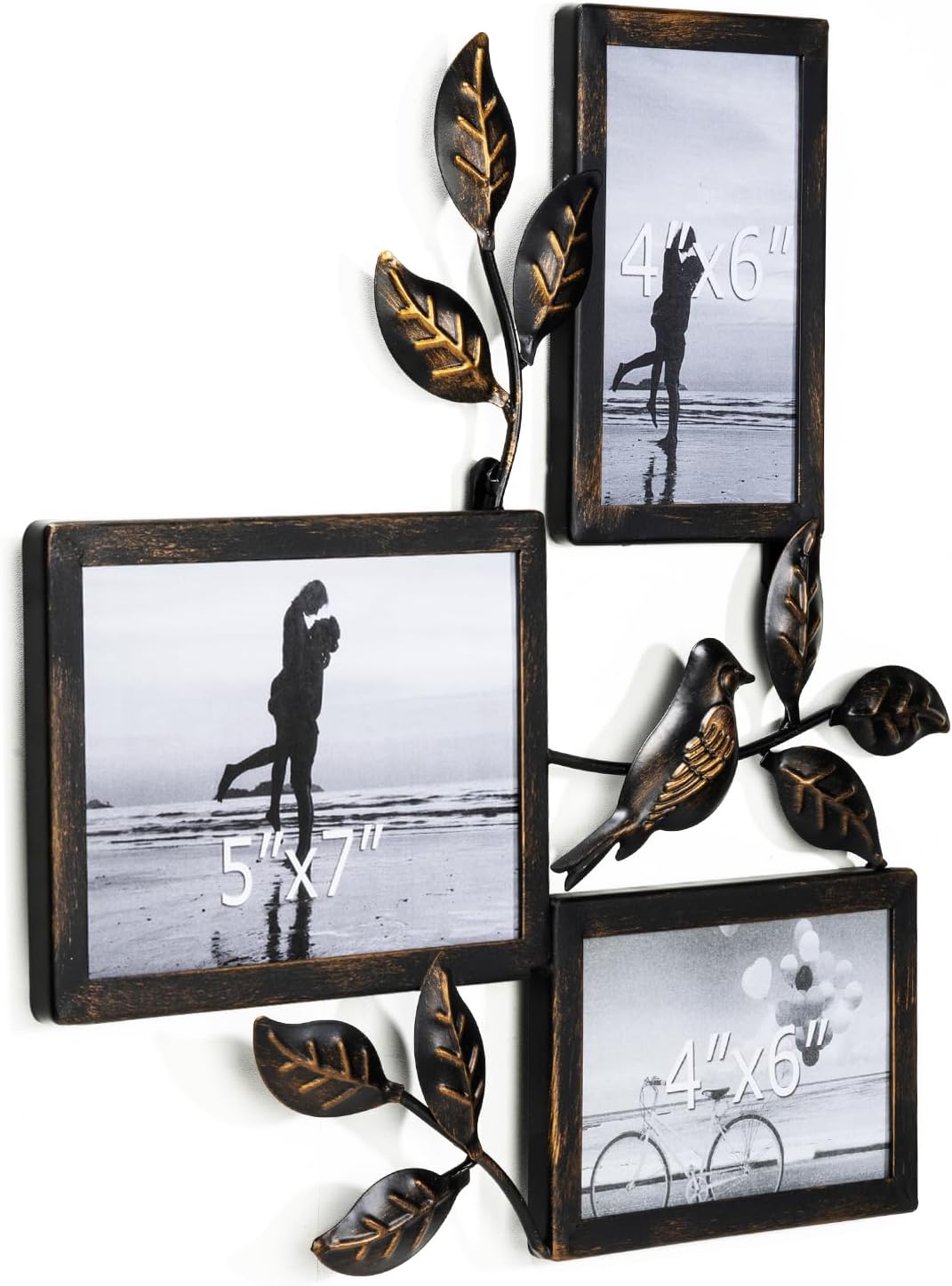 4x6,5x7 Vintage Black Collage Metal Picture Frames, 3-Pack Photo Collage Frame for Wall Decor,H 14 inch x W 14.6 inch