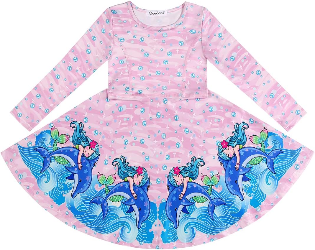 Quedoris Girls Dress Unicorn Printed Casual Party Twirly Dress for Kids in 2t to 10 Years - Image 3