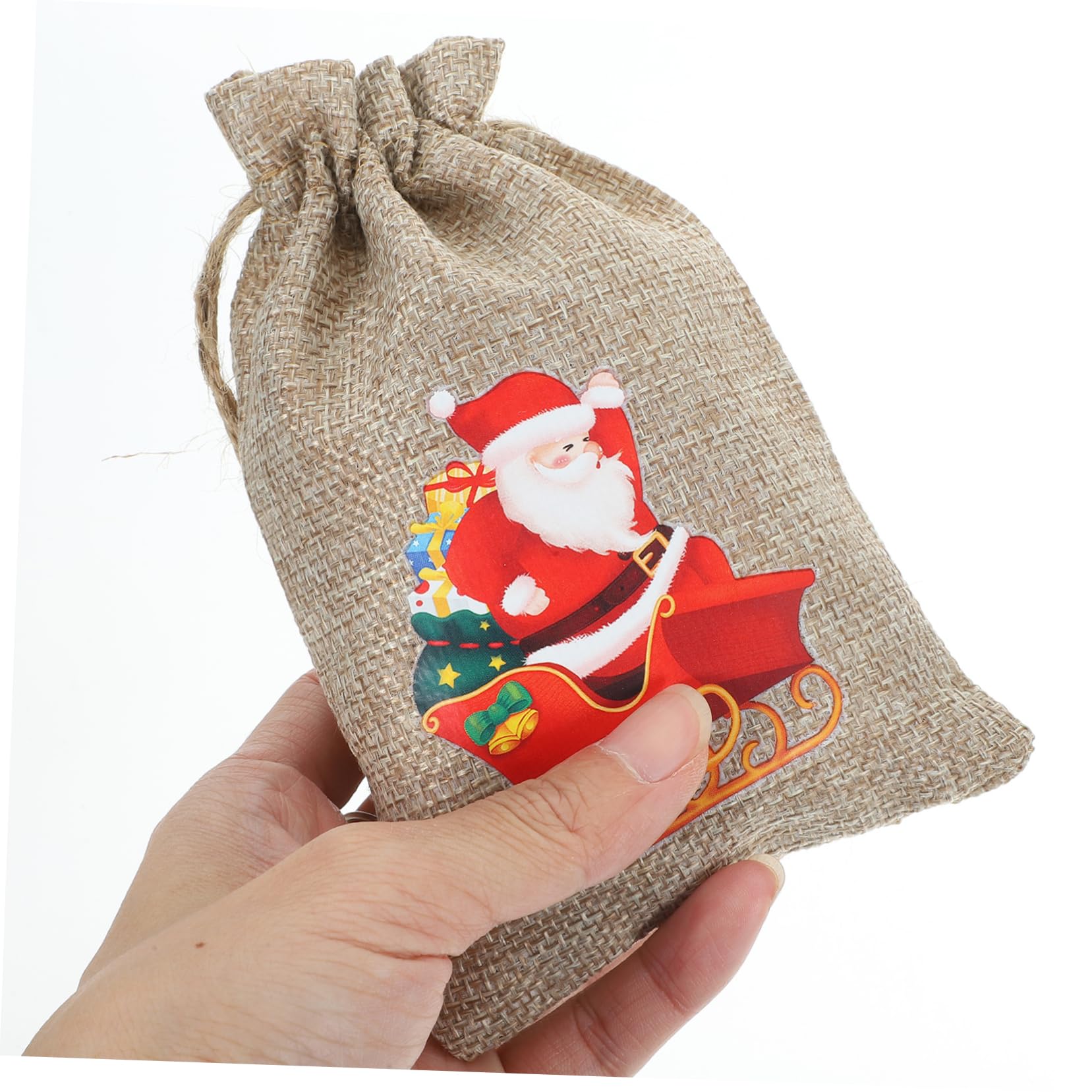FRCOLOR 5 Juegos Saco De Navidad Regalar Bolsa De Navidad Bolsas Bolsas De Galletas Bolsitas Cajas Bolsa De Embalaje Con Cordón Mochilas De Cuerdas Lino Piezas X 5