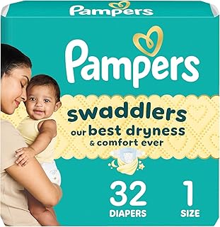 Diapers Newborn/Size 1 (8-14 lb), 32 Count - Pampers Swaddlers Disposable Baby Diapers, Jumbo Pack (Packaging May Vary)