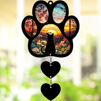 BamLue Cat Sun Catcher Memorial Ornament Cat Memorial Gifts for Loss of Customized Acrylic Stained Glass Suncatcher Loss of A Sympathy Gifts Passing Away Remembrance