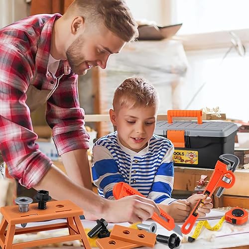 Miniatura 7 de Zealous - Juego de herramientas para niños pequeños de 45 piezas con caja de herramientas y taladro de juguete electrónico juguetes para niños