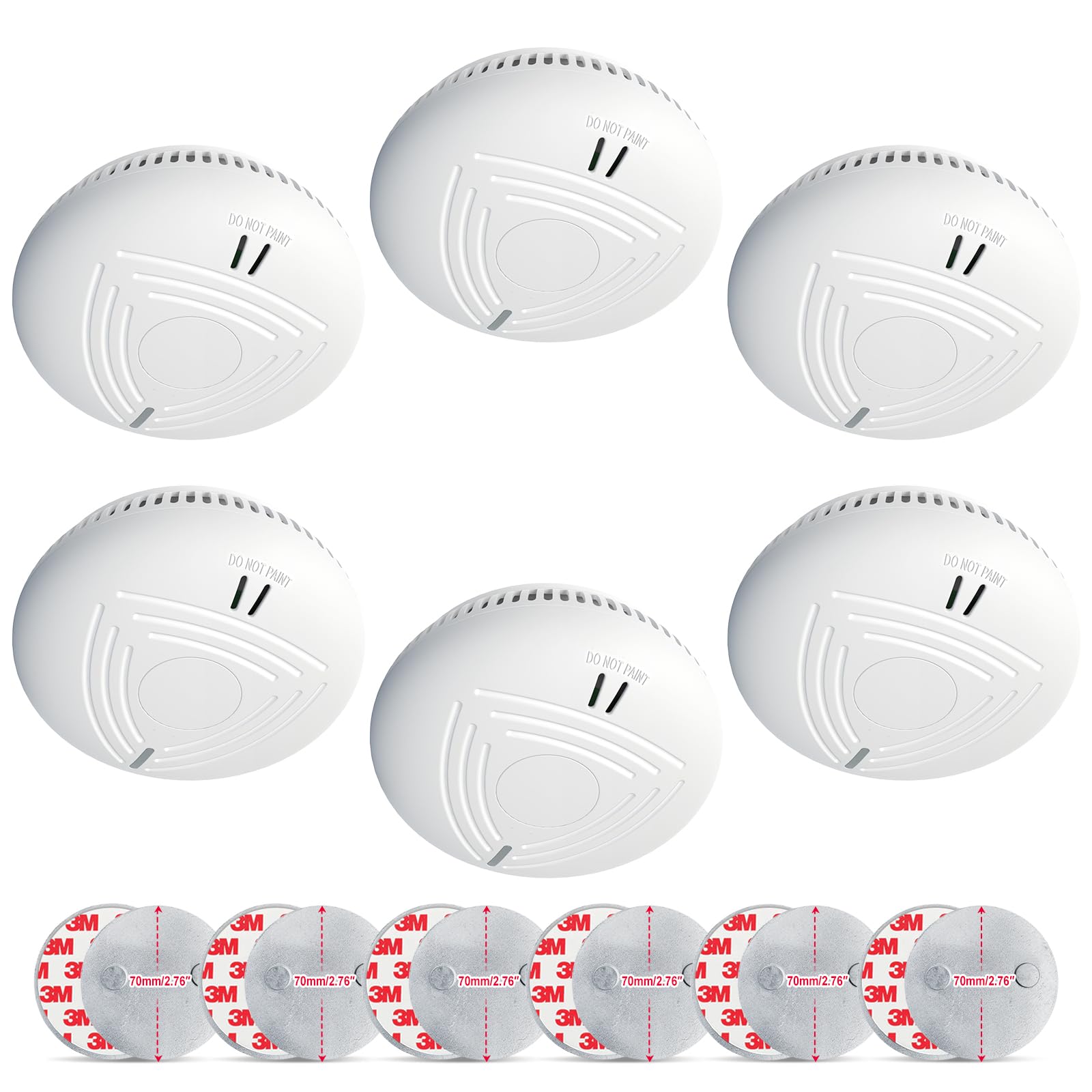 DAYTECH Rilevatore fumo con Batteria da 10 Anni, Facile da installare-Allarme antincendio rilevatore di fumo senza forature con supporto magnetico ideale per case, appartamenti e affitti (set da 6)