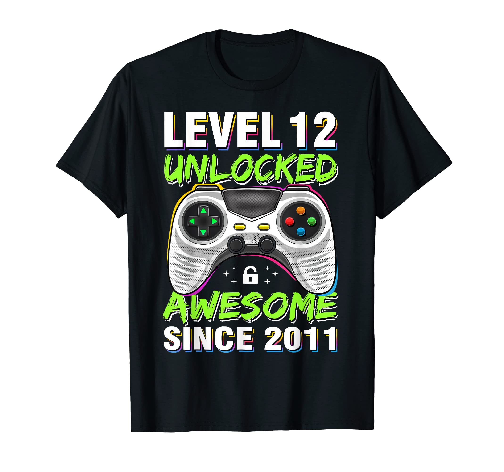 12 Year Old Gift Boy Level 12 Unlocked Awesome 2011 Birthday T-Shirt