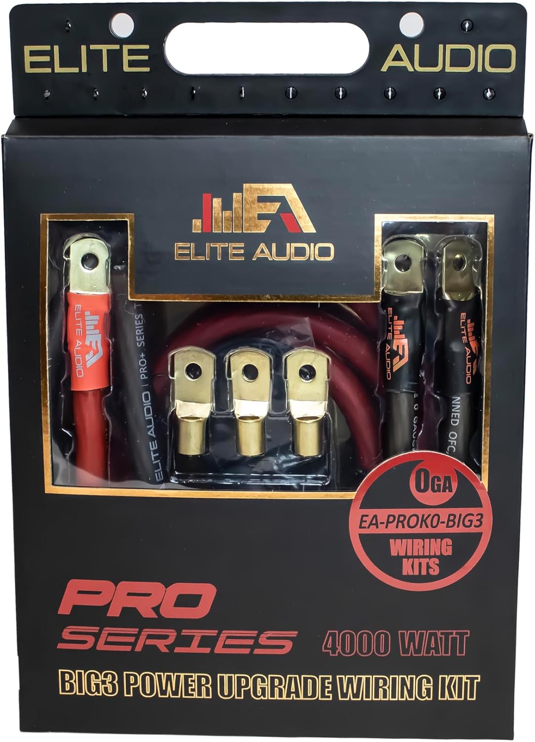 Elite Audio EA-PROK0-BIG3 0 Gauge Big 3 Upgrade Amp Wiring Kit - 4000W, Full Spec OFC