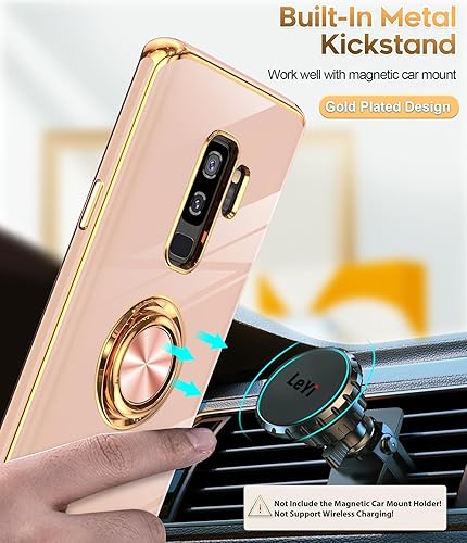 Miniatura 5 de LeYi Funda para Samsung Galaxy S9 Plus soporte de anillo giratorio de 360 Soporte magnético no aplicable Samsung S9, funda protectora con borde de