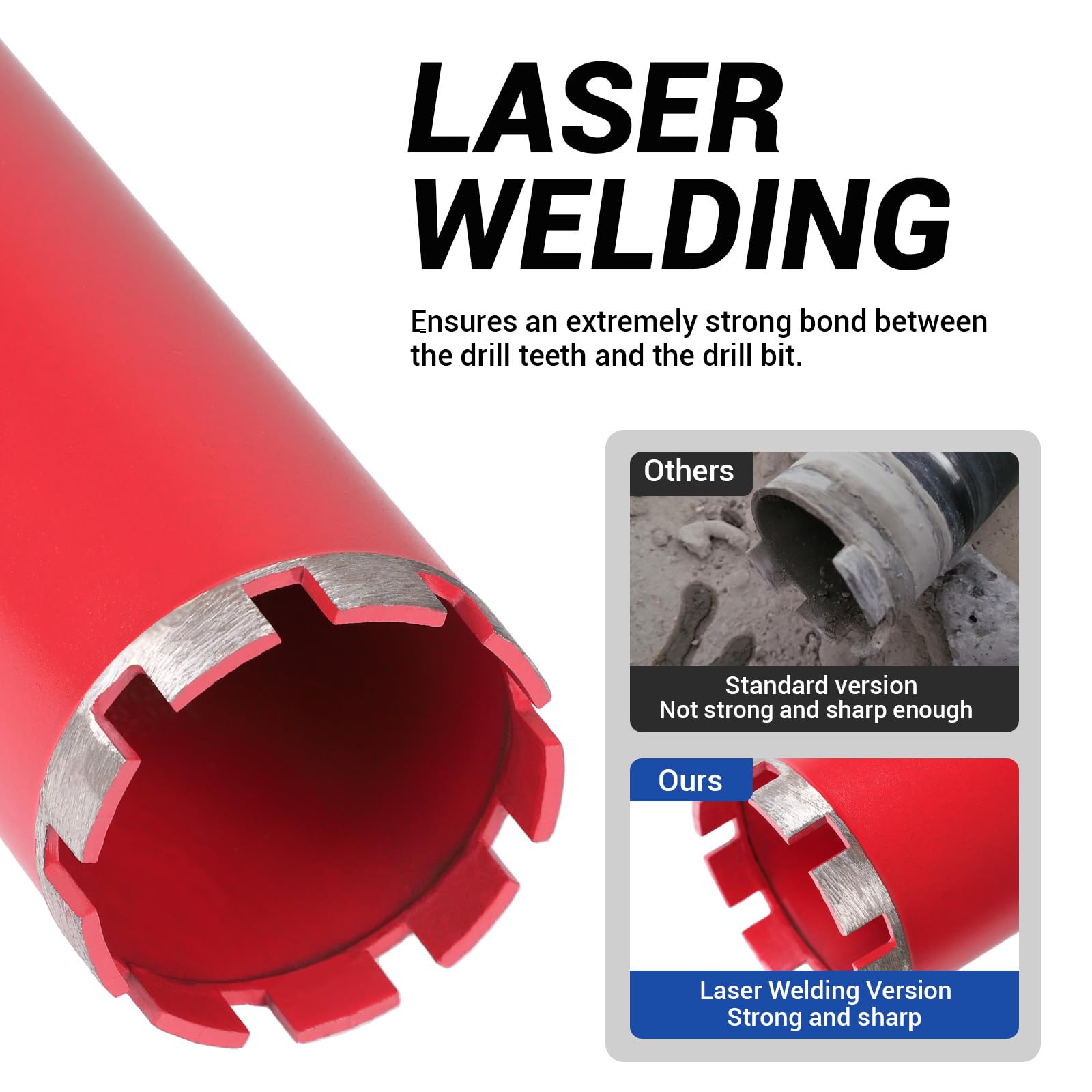 CPROSP 1¼" UNC Diamantbohrkrone ø62mm L420mm, Laserstrahlschweißen Kernbohrkrone, Bohrkrone für Nassbohrungen, Kernbohrer für Bohren in in Beton, Stahlbeton, Mauerwerk und Stein