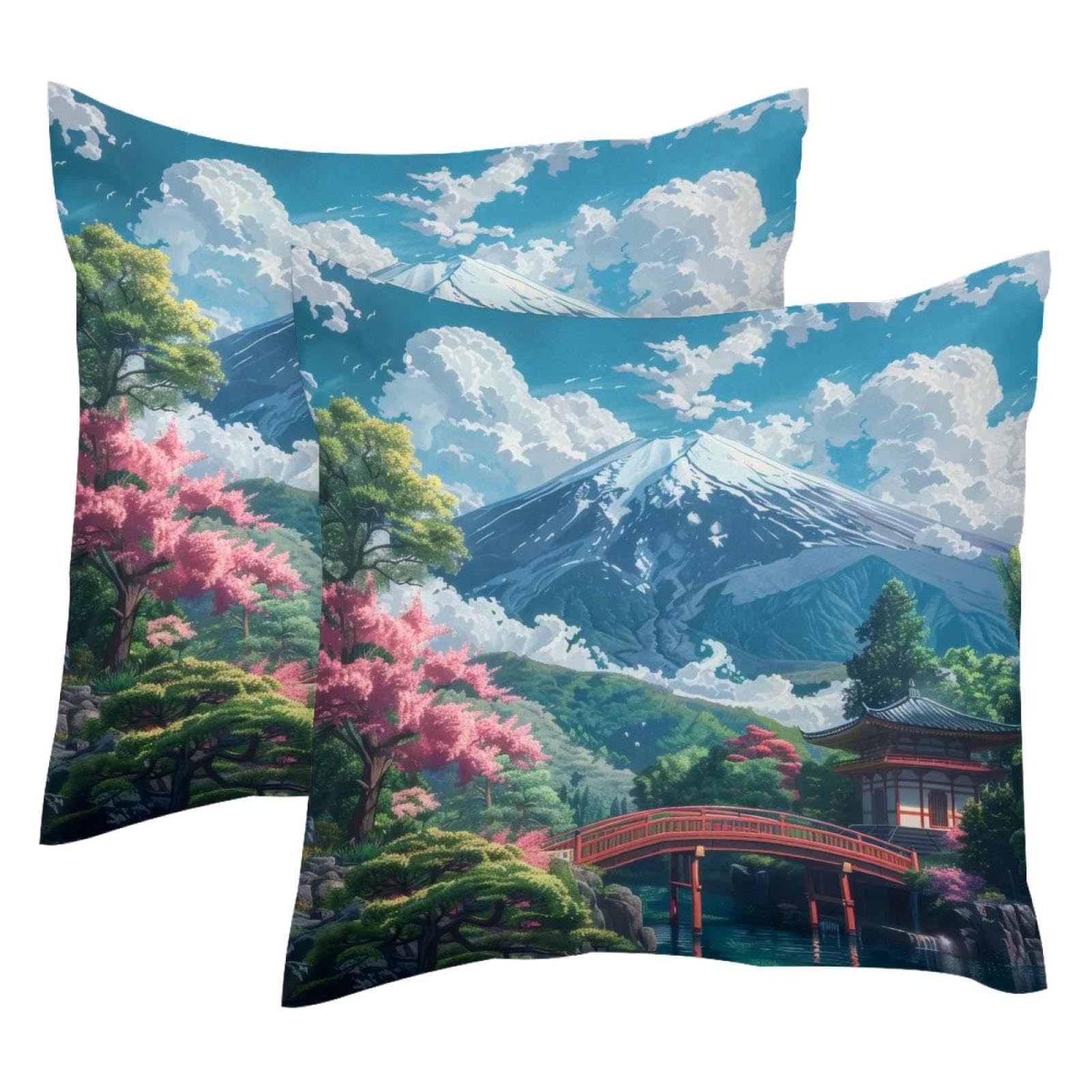 Housses de coussin velours 50x50 Mount Fuji pour rénover vos vieux coussins