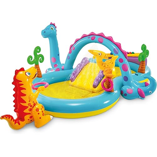 Intex 11' x 7.5' x 44" Dinoland Play Center Kiddie Inflatable Outdoor Swimming Pool