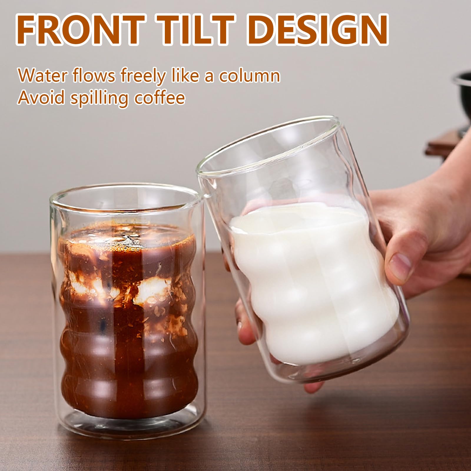 Bicchieri Per Latte Macchiato, 6PCS 375ml Bicchieri Da Caffè A Doppia Parete Bicchieri Da Cappuccino Con 6 Cucchiaini Tazzine Da Caffè Freddo Bicchieri Termici A Spirale In Vetro Borosilicato