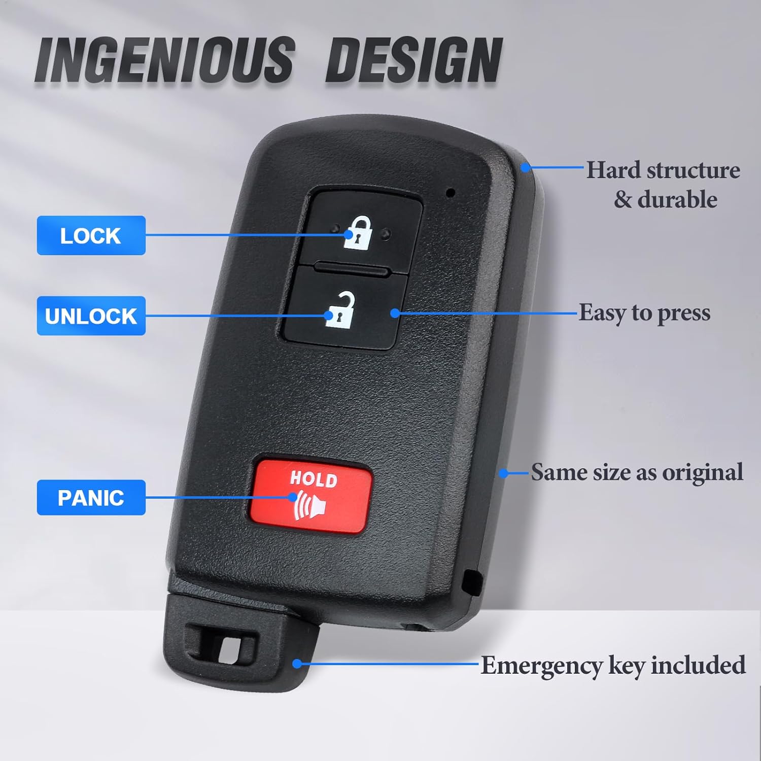 Car Smart Remote Key Fob Replacement for Toyota Tacoma Tundra 4Runner Sequqia 2021 2022 (FCC ID:HYQ14FBB P/N: 89904-35060 231451-0010) 3 Buttons